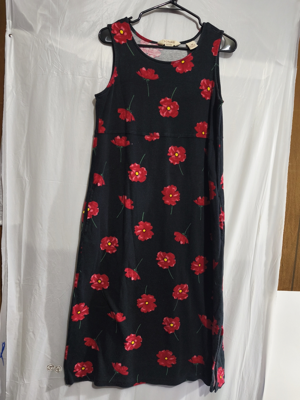 Vintage 90’ Bechamel Dress black & red floral sleeveless   (Petite Medium) size